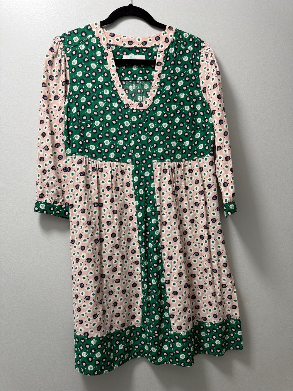 Boden Green & Cream Floral Panel Dress
